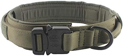 Yunlep Adjustable Tactical K9 Dog Collar Military Nylon Heavy Duty Metal Buckle with Control Handle for Dog Training,1.5" Width