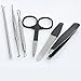 Comedone Extractors and Blackheads Remover with Tweezers & Manicure Set By Aotearoa Beauty; Professional Comedone Remover Tools for Blemishes,Whiteheads, Zits (Black)