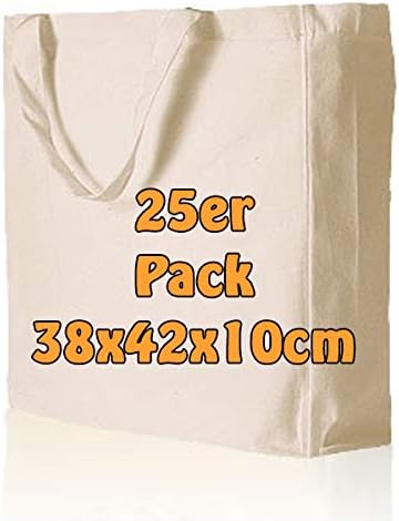 Cottonbagjoe Cotton Jute Bag Unprinted with Side and Bottom Pleat and Two Short Handles Natural 38 x 42 x 10 cm (Pack of 25)