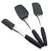 Makimy Premium Silicone Spatula Set + Bonus 50 Tin Meal Muffin Recipes - 3-Piece Ergonomic Design Heat-Resistant Silicone Utensils Spatulas Set - Grey Non Stick Flexible Kitchen Tools for Cooking, Scraping, Baking and Decorating