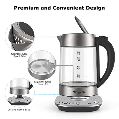 Electric Kettle, Homgeek Electric Kettle Glass with Variable