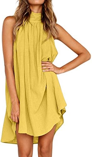 Women's Solid Dresses,LANSKIRT Sales! Ladies Holiday Irregular Sleeveless Party Dress Summer Beach Plus Size Loose Dresses Casual Loose Fancy Dresses