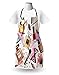 Ambesonne Girls Apron, Cosmetic and Makeup Theme Pattern with Perfume Lipstick Nail Polish Brush Modern Lady, Unisex Kitchen Bib Apron with Adjustable Neck for Cooking Baking Gardening, Multicolor