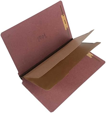 SJ Paper S61935 Match 25 pt Pressboard Classification Folders, Full Cut End Tab, Legal Size, 2 Dividers, Brown Red (Box of 15)