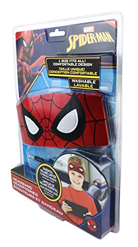 Spiderman-Kids-Headband-Headphones-Volume-Limiting-Switch-Thin-Speakers-Comfortable-Soft-Cotton-Headband-Perfect-for-Childrens-Earphones-for-School-Home-and-Travel-Standard-Packaging