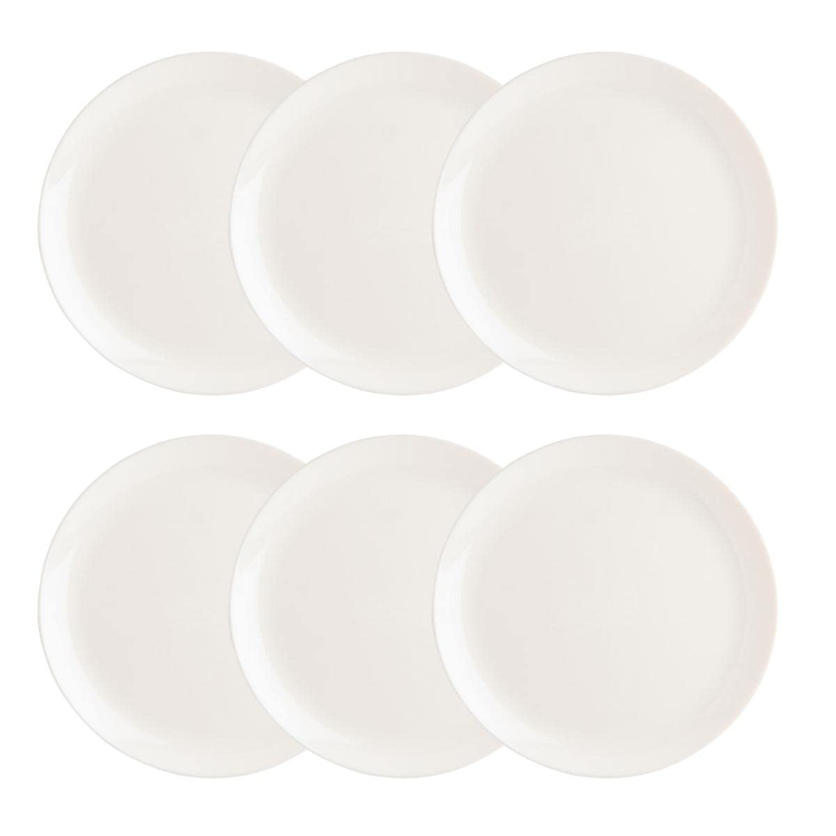 Luminarc Diwali Set of 6 Extra Resistant Opal Glass Dinner Plates, 27 cm, White
