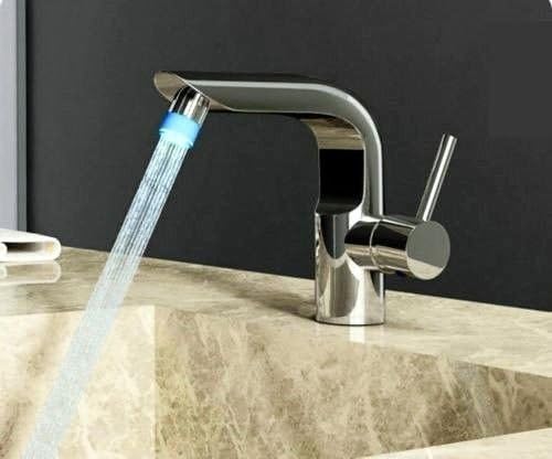 Bathroom Led 3 Color Chrome Single Handle Basin Sink Mix