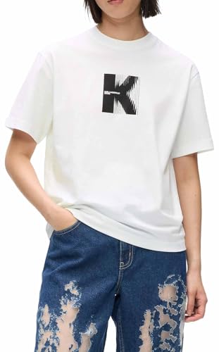 Karl Lagerfeld Jeans, Women's, Short Sleeve K Logo Tee, Regular Fit T-Shirt, Bianco, XS Donna