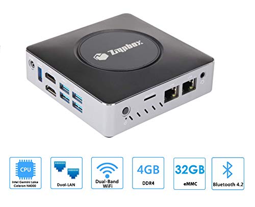 Zignbox GL0132 Fanless Mini PC Intel Gemini Lake N4000 CPU Up to 2.6GHz 4GB LPDDR4 32GB eMMC Dual HDMI Dual LAN NO OS Thin