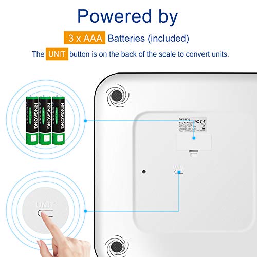 Lumsing Bathroom Body Fat Scale-Digital Body Monitor Analyzer Measuring Weight, BMI, Body Fat, Water, Muscle, Bone, Calorie (Batteries Include)