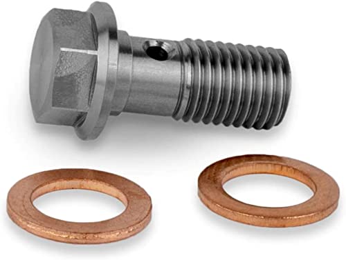 PrecisionGeek® M10 x 1.00 Banjo Bolt – Stainless Steel – Hydraulic Brake & Fuel Line Bolt for Motorcycle & Automotive (M10x1 x 22mm - Flange - 1 Pack)