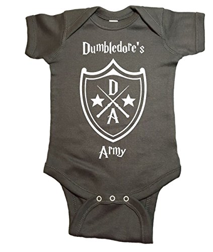 Harry Potter Baby One Piece "Dumbledore's Army" Bodysuit (12 Month, Charcoal)