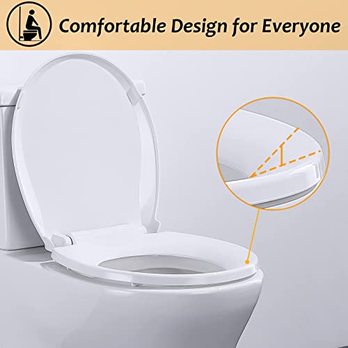 Toilet Seat Round, Slow Soft Close Toilet Seat Will Never Loosen, Easy