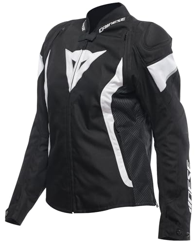 Dainese - Avro 5 Tex Jacket Wmn, Textile Motorcycle Jacket, with Protections, Women, Black/White/Black, 50