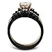 Marimor Jewelry Women's Rose and Black Plated Stainless Steel Wedding Engagement Ring Band Set