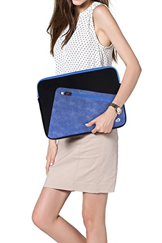 NX Slim Neoprene Protective Laptop Sleeve 11-12 inch, 360 Water Resistant PC Cover Case for MacBook Air 12, Microsoft Surface Pro, Chromebook (Black Blue)