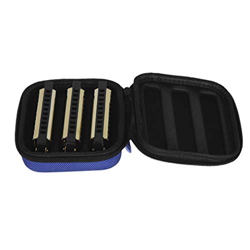 Yunzee Rain-Proof Quakeproof and Waterproof Harmonica Case Suit for 10 Hole Harmonica Instruments Accessories,Blue,Oxford+polyfoam