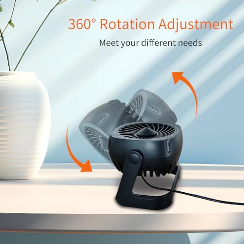 Small USB RGB Desk Fan Portable Table Fan with 3 Levels Air Flow,8 Color LED Lights, 360° Rotation,Quiet Mini Personal Fan for Home Office Desktop (UF-4B)