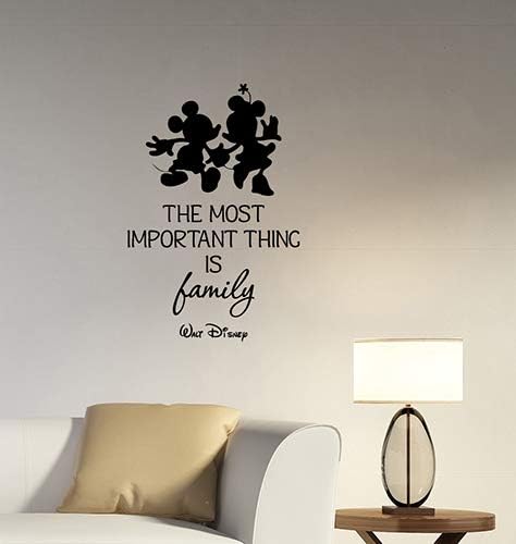 The Most Important Thing is Family Inspirational Quote Wall Decal Mouse Silhouette Vinyl Sticker Saying Art Decorations for Home Living Kids Room Bedroom Decor hq59
