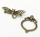 30 Sets Bronze Tone Bracelet Clasps Dragonfly Toggle - Findings, DIY Crafts, Jewelry Making, Charms