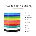 PLA Filament 10 Colors, 5m/Color,3D Pen Printer PLA Printing Material Refills 1.75mm,Dimensional Accuracy ±0.02,10 Different Colors 16 Feet Each Color, Fit for All The Market’s 3D pens and Printer.