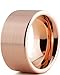 Tungsten Wedding Band Ring 12mm for Men Women Comfort Fit 18K Rose Gold Plated Plated Pipe Cut Flat Brushed Polished