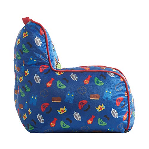 Nintendo Super Mario Kids Mink Plush Bean Bag Chair with Piping & Top