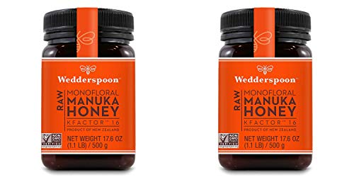 Wedderspoon Raw Premium Manuka Honey KFactor 16+, 17.6 Ounce Pack of 2