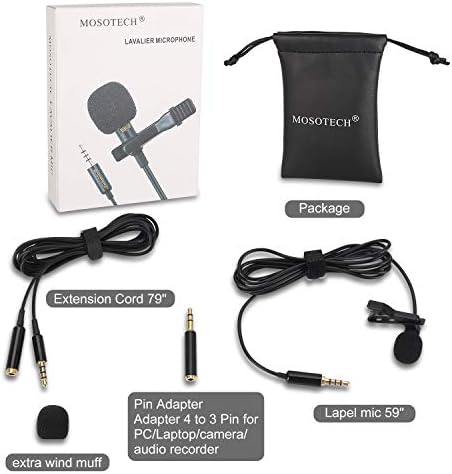Lavalier microphone adapter for iPhone with 3.5mm jack.