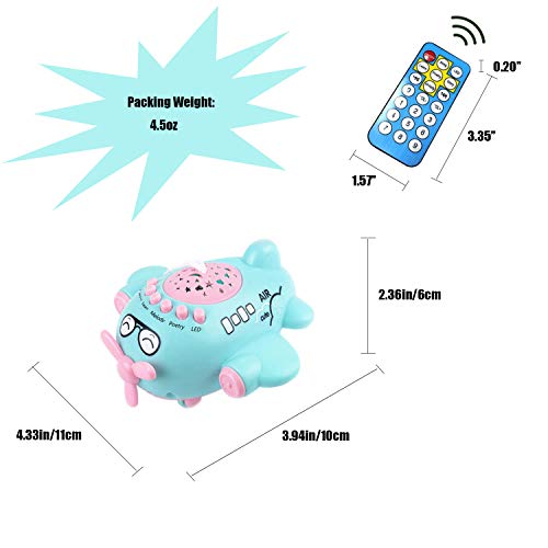 Baby Sleep Soother Night Light Projector Push and Go Plane Educational Crib Toy with Remote Melodies Music Story Poetry Star Light for Toddler Indoor or Outdoor Gift Blue (500+ Contents) - Thumbnail 5