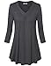 Bebonnie Women's Casual Loose Tunic Top 3/4 Sleeve V Neck Pleated Shirt Blouse