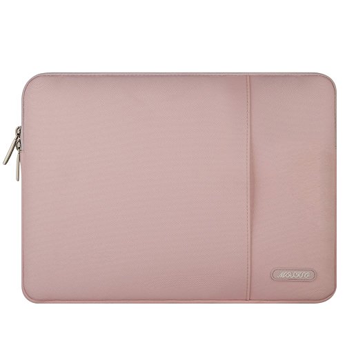 Mosiso Polyester Vertical Style Water Repellent Laptop Sleeve Case Bag Cover with Pocket for 13-13.3 Inch MacBook Pro, MacBook Air, Notebook, Pink