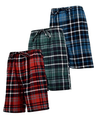 Andrew Scott Men's Cotton Flannel Soft Woven Lounge PJ Shorts | Drawstring & Pockets | Multi Packs at Amazon