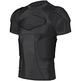 ciseroye Mens Padded Compression Shirt Football Rib Protectors - Mens Padded Football Shirt with Pads Protective Gear Chest Rib Protectors for Baseball Basketball Paintball