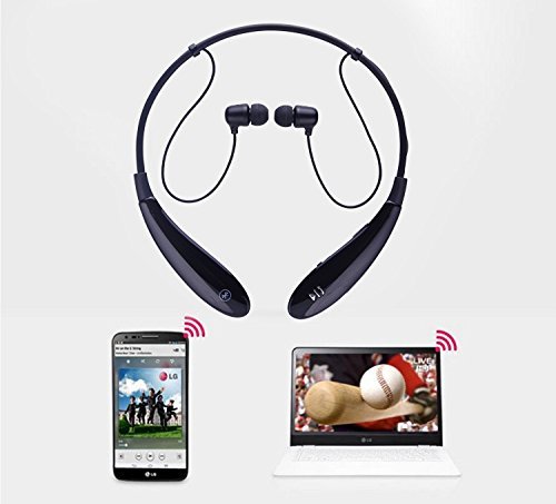 Actpe Wireless Bluetooth V4.0 Music Stereo Universal Headset Headphone Earphone Neckband Style for Apple iPhone 6 Plus, iPhone 6G, iPhone 5S, 5C, 5G, iPhone 4S, 4G; Samsung galaxy s5, s4, s3, samsung note edge, Samsung Note 4, Note III, Note 2; Sony xperia z3, z2, z, Sony Xperia E C1604, C1504, LG G4, LG G3, G2; HTC desire 510, HTC One M8, M7, iPod, iPod Touch, iPad Air, iPad Mini, Tablet PC - Hands-free, Black
