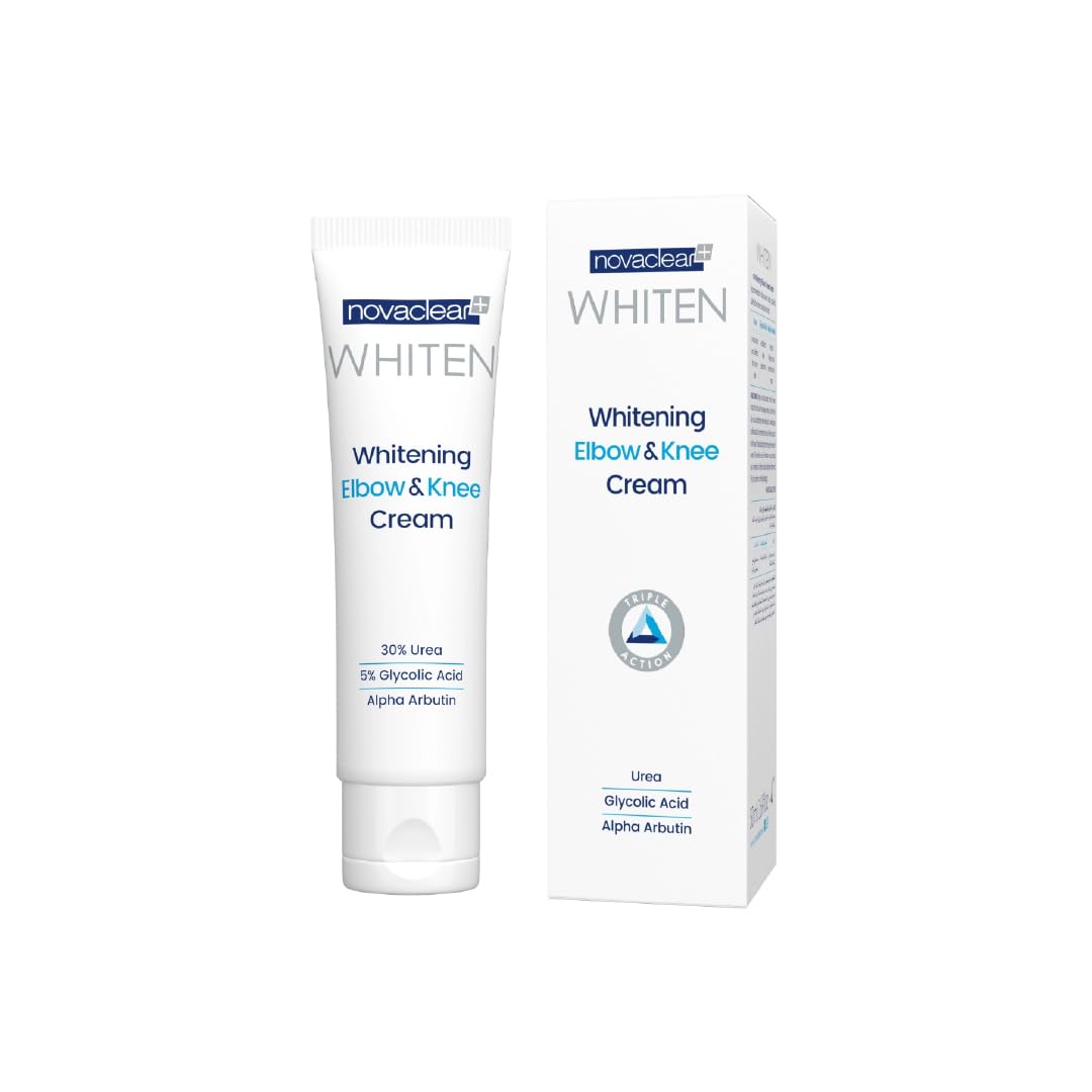 Novaclear Whitening Elbow & Knee Cream – Urea, Glycolic Acid & Alpha Arbutin – Exfoliating, Moisturizing & Brightening Cream for Dry, Dark Elbows, Knees, Hands & Heels – 50 ML