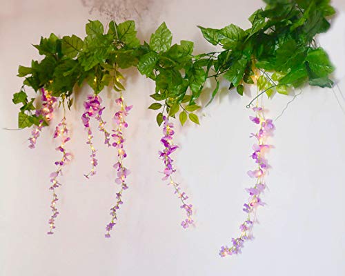 FLCSIed Battery Powered Wisteria String Lights 60 LED Fairy String Lights for Home, Garden, Back ...