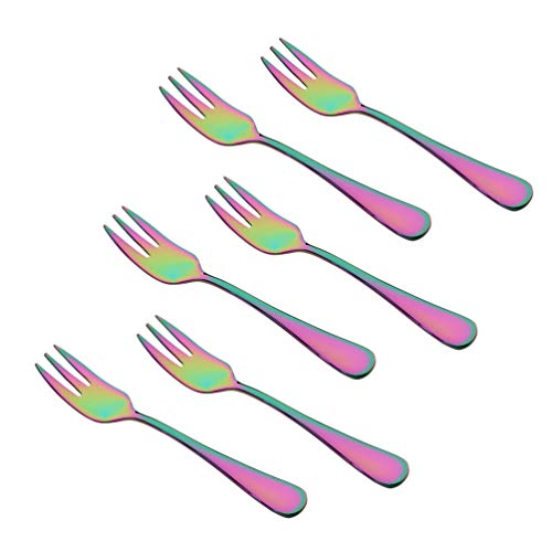 image for OMGard Rainbow Cake Fork Set 6 Piece Flatware Forks Only 18/10 Stainle