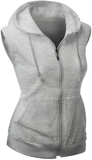 Women's High Quality Cotton Zip Up Hoodie Vest