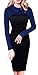 HOMEYEE® Women's Retro Chic Colorblock Lapel Career Tunic Dress B238 (L, Blue)