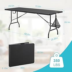 VECELO 6Ft Plastic Folding Table, Indoor Outdoor