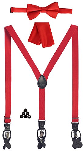Gioberti Boys' Convertible Suspenders, Bow Tie, and Hanky Set, Red