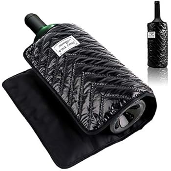 NEWGO Wine Cooler Sleeve with Protector Stylish Wine Chiller Sleeve Ice Pack Keep Wine Cool and Chill for Champagne Burt White Red Wine - Black