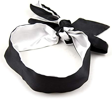 Satin Blindfolds for Sleeping Soft Silk Eye Mask Band Blinder Comfortable Sleep Masks Black+White