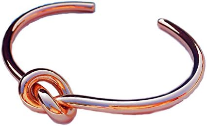 Love Knot Open Cuff Bangle Bracelet Minimal Jewelry Bridal Bridesmaid Gift (rosegold)