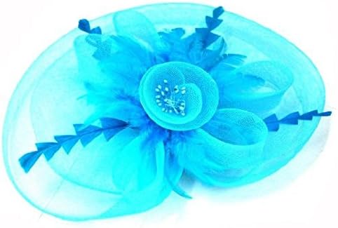 Elegant Feather Mesh Flower Fascinator Veil/Cocktail Hat --Turquoise