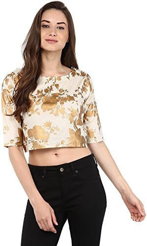 Rosah Gold Print Cotton Crop Top