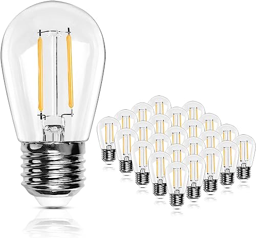 BRIMAX Pack of 25 E27 Warm White LED Bulbs, Vintage Light Bulb 2W (20W Equivalent) 230V S14 Edison Bulb 2700K E27 Shock Resistant for String Lights, Chandeliers, Table Lamps