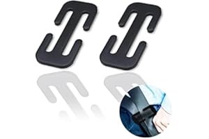 HooRLZ Seatbelt Adjuster, Universal Seatbelt Clip, Improved Driving Comfort, Car Seat Belt Adjuster for Adults, Kids, Pregnancy, Short Adults (Black-2Pcs)