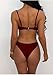QINSEN Women Spaghetti Strap Crop Top High Cut Thong Brazilian 2PCS Bikini Bathing Suit Wine S